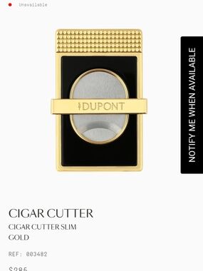 Authentic "DUPONT" Gold & Black Slim Cigar Cutter (w/case)...